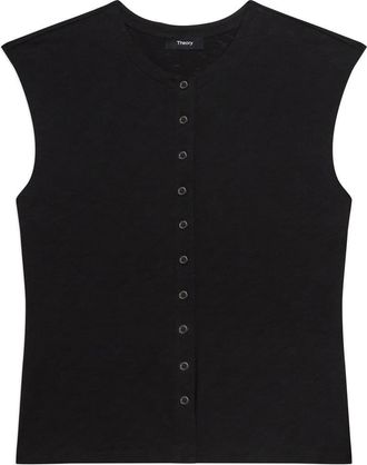 Theory Organic Cotton Button-Up Vest in Black at Nordstrom, Size X-Large