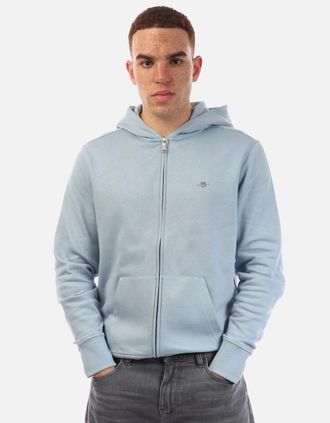 GANT Mens Shield Logo Zip Hoodie - Blue - Size: 42