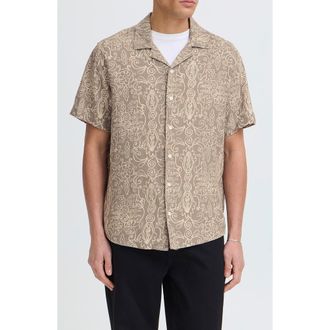 Solid Utkolt Floral Camp Shirt in Driftwood at Nordstrom, Size X-Large
