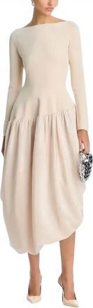 Jonathan Simkhai Angela Long Sleeve Midi Dress In Sand