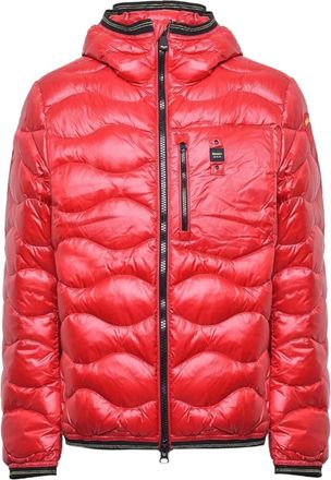 Blauer Red Wave Glossy Hooded Polyamide Down Jacket