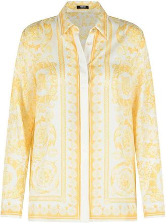 Versace White And Beige Silk Shirt