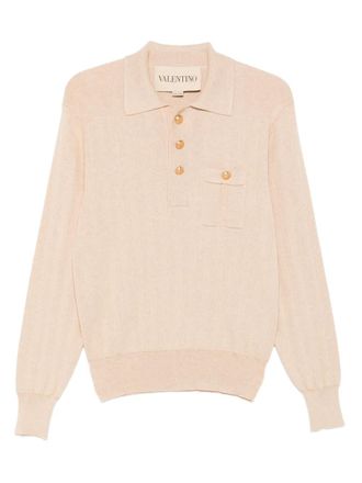 Valentino Garavani ribbed cotton polo shirt - men - Cotton - M - Neutrals