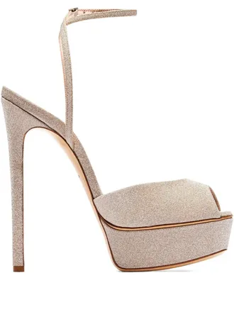 Casadei 140mm glittered platform sandals - women - Glitter/Polyamide/Polyurethane/Fabric/Thermoplastic Polyurethane (TPU)/Rubber/Calf Leather - 4