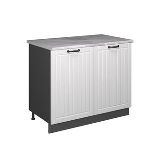 Vicco Mueble Bajo Para Fregadero Fame-line, Blanco Casa De Campo/antracita, 100 Cm, Et M&aacute;rmol, Vicco