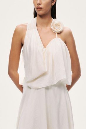Nocturne Floral-Detail Halter Neck Bustier Top in White at Nordstrom, Size X-Small Eu