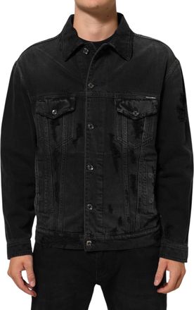 Dolce & Gabbana Black Cotton Stretch Denim Blouson Mens Jacket