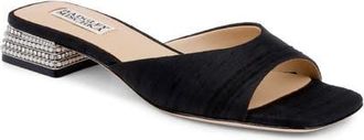 Badgley Mischka Oahu Slide Sandal in Black Silk at Nordstrom, Size 8.5