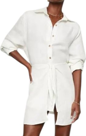 Anemos L. a. Button Down Mini Wrap Dress In White