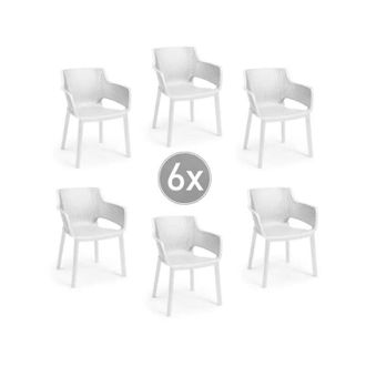 Keter set da 6 pezzi sedia da esterno elisa in polipropilene colore bianco, 57,7x62,5x79 cm