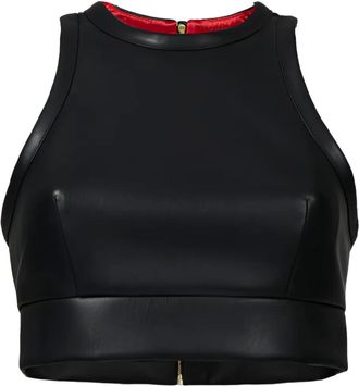 Lika Canotta crop con zip - Nero