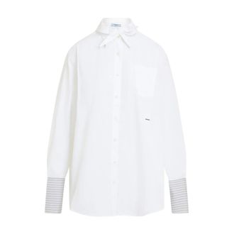 Prada Poplin Shirt - Dames - Blouses & Shirts - Wit - Maat: XS Katoen