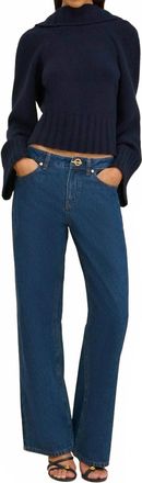 Cult Gaia Milika Mock Neck Sweater In Navy