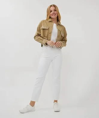 Esqualo Wana Wide Studs Jean Jacket In Dark Sand