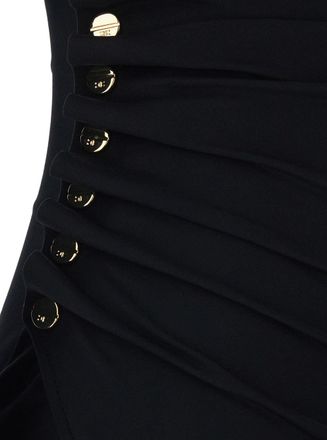 Elisabetta Franchi Womens Black Draped Dress With Asymmetric Hem Viscose