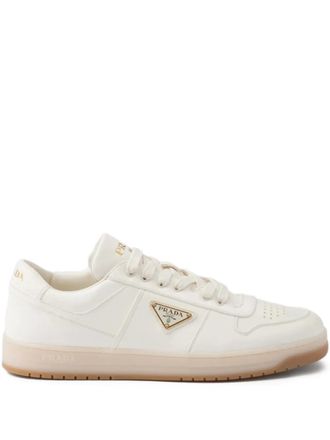 Prada Downtown logo-plaque leather sneakers - White