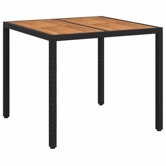 vidaXL Mesa De Jard&iacute;n Negro 90 X 90 X 75 Cm Rat&aacute;n Sint&eacute;tico Vidaxl