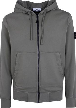 Stone Island Zip Hoodie - Heren - Vesten met rits - Groen - 2XL - Katoen - Hoodies & sweatvesten
