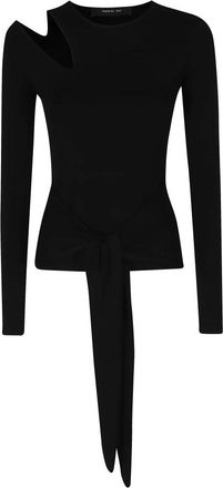 Federica Tosi Cut-off Sweater - Dames - Ronde hals truien - Zwart - S - Truien & Vesten