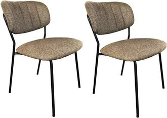 Mathi Design Conjunto de 2 sillas de comedor de tela taupe