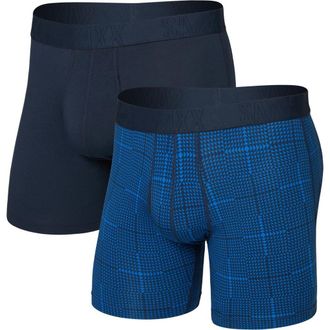 Saxx Assorted 2-Pack DropTemp Cooling Cotton Boxer Briefs in Rad Plaid/Dark Ink at Nordstrom, Size Xx-Large