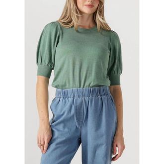 Minus Liva Knit Tee - Dames - Ronde hals truien - Groen - M - Truien & Vesten
