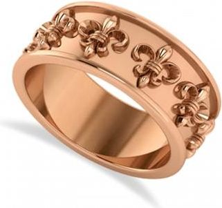 Allurez Fleur De Lis Unisex Ring/Wedding Band 14k Rose Gold
