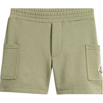 Moncler Kids Logo Patch Cargo Sweat Shorts in Green at Nordstrom, Size 18-24M