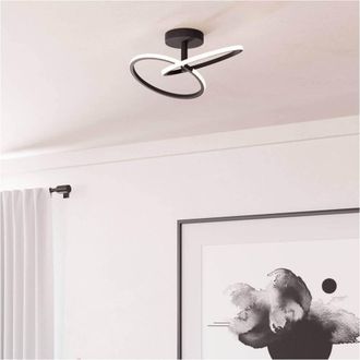 Loops Sleek Black LED Ceiling Light for Indoor Space Semi Flush Design