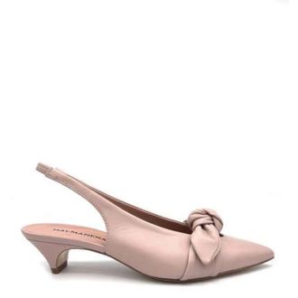 Halmanera Pumps, female, Beige, Size: 6 US Elasticized Heel Leather Slingback with Bow