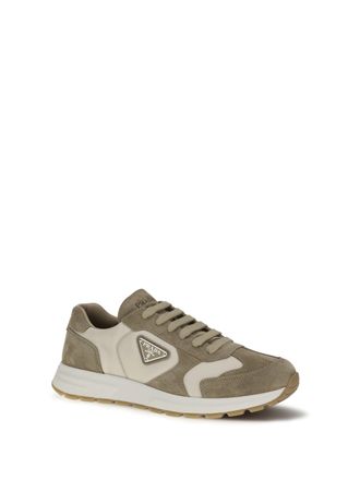 Prada Mens Prax Sneakers Suede And Re-Nylon Deserto+avorio