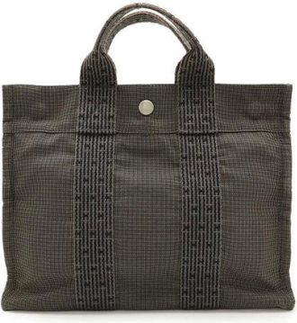 Herm&egrave;s Pre-owned Tote Bags, female, Gray, Size: ONE SIZE Pre-owned Canvas Tote Bag