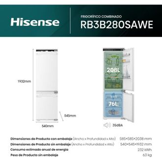 Hisense Combi Int. Rb3b280sawe 194x54 Nf E 284l P.fija Wifi Inverter