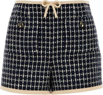 Valentino Garavani Boucl&eacute; Shorts - Dames - Korte Broeken - Blauw - XS - Katoen - Korte Broeken