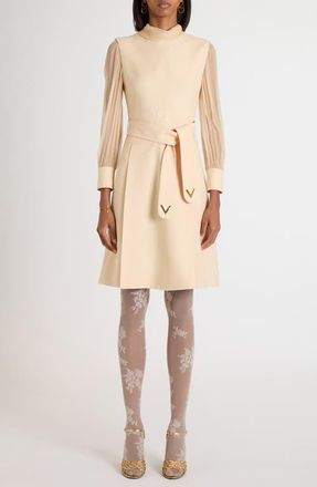 Valentino Garavani V-Detail Crepe Couture Dress in Nude at Nordstrom, Size 10 Us