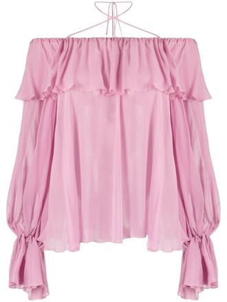 Blumarine Blusa con ruches - Rosa