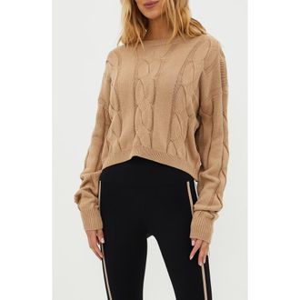 Beach Riot Clarice Cotton Cable Stitch Sweater in Sandshell at Nordstrom Rack, Size X-Large