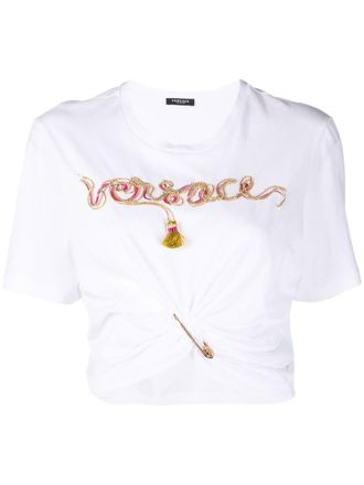 Versace T-shirt met veiligheidsspeld - Wit