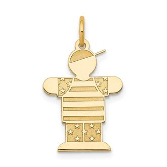 Diamond2Deal 14k Yellow Gold The Kids Small Stars and Stripes Boy Engravable Hugs Charm Pendant