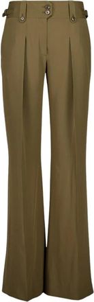Tom Ford Geplooide Wijde Pijpen Zijden Broek - Dames - Wijde Broeken - Groen - 2XS - Broeken