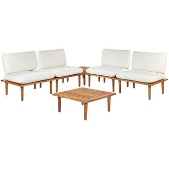 Beliani Salotto da giardino moderno a 4 posti con cuscini bianco sporco in legno di acacia Frascati