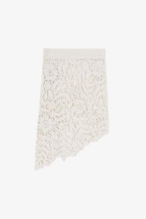 Ganni White Skirt in Cotton Crochet - Size S Organic