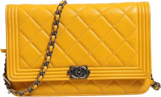 Chanel Yellow New Medium Boy Womens Bag (Pre-Owned)