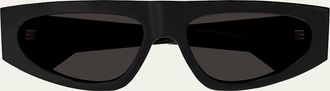 Bottega Veneta Engraved Logo Acetate Rectangle Sunglasses