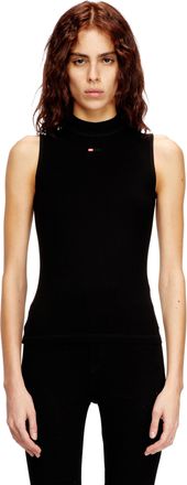 Diesel Ribbed tank top with mock neck - T-Shirts - Woman - Black