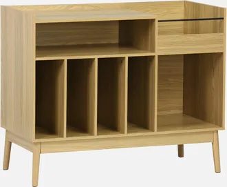 Sweeek Mueble Vinilo Vintage Con Decoraci&oacute;n Madera, 100cm, Dune, Natural, 100x48x81.5 Cm