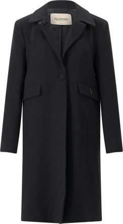 Valentino Single-breasted wollen jas - Dames - Mantels - Zwart - Maat: M Wol