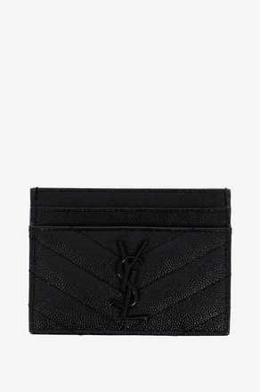 Saint Laurent Kartenetui aus Grain-de-Poudre-Leder Monogram