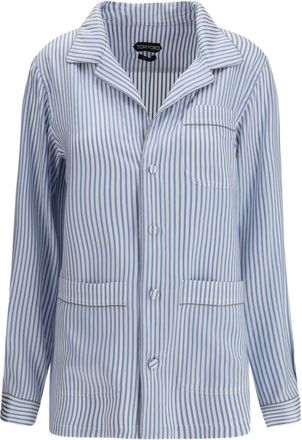 Tom Ford Camicia a righe in seta - Blu