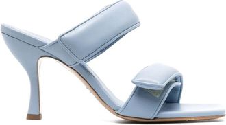 Gia Borghini Blauwe Leren Muiltjes Lage Hakken - Dames - Muiltjes - Blauw - 36 EU - Leer - Schoenen